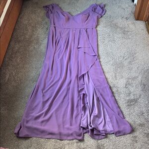 DB Studio Celebrate Lavender Chiffon Ruffle Formal Maxi Dress SIZE 16